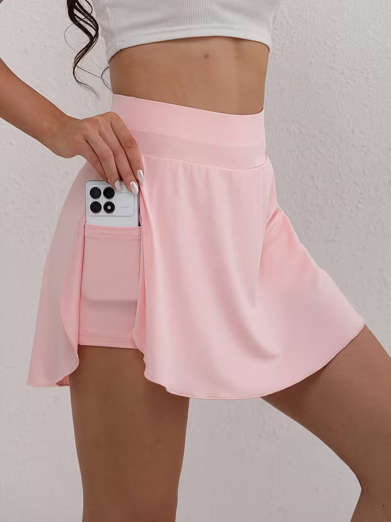 Apparel - Skirts, Skirt with Inner Pocket, Hollow-Out Design 2-in-1