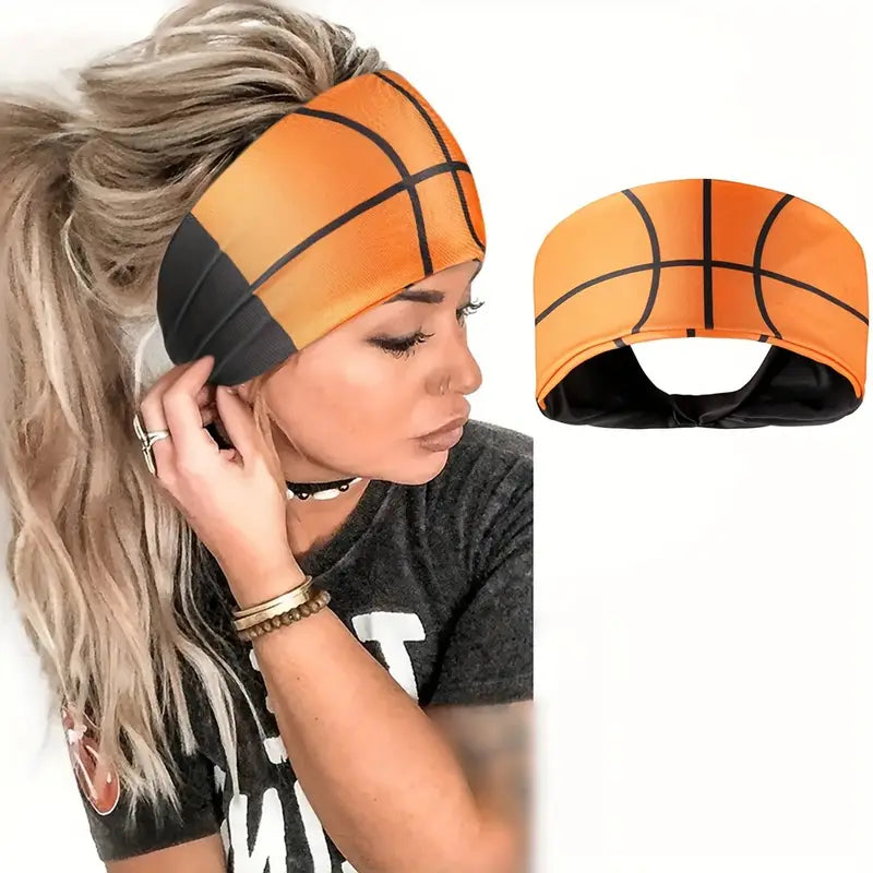 Non Slip Wide Brimmed Sport Ball Printed Head Band