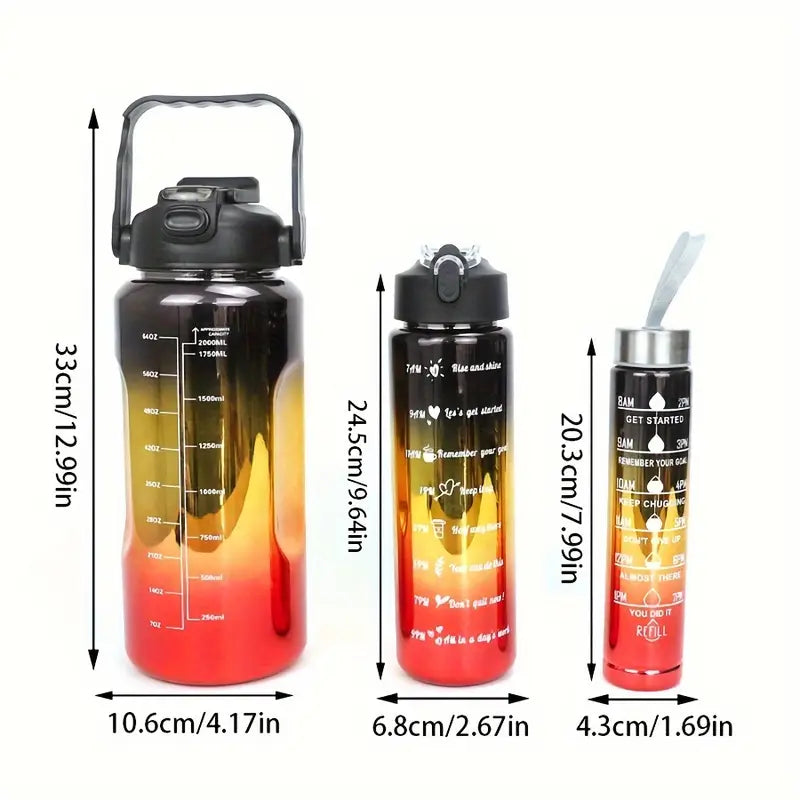 Gradient Motivational Water Bottle Collection – 20oz, 25oz, 64oz | Leak-Proof, BPA-Free, Dual Drinking Lids