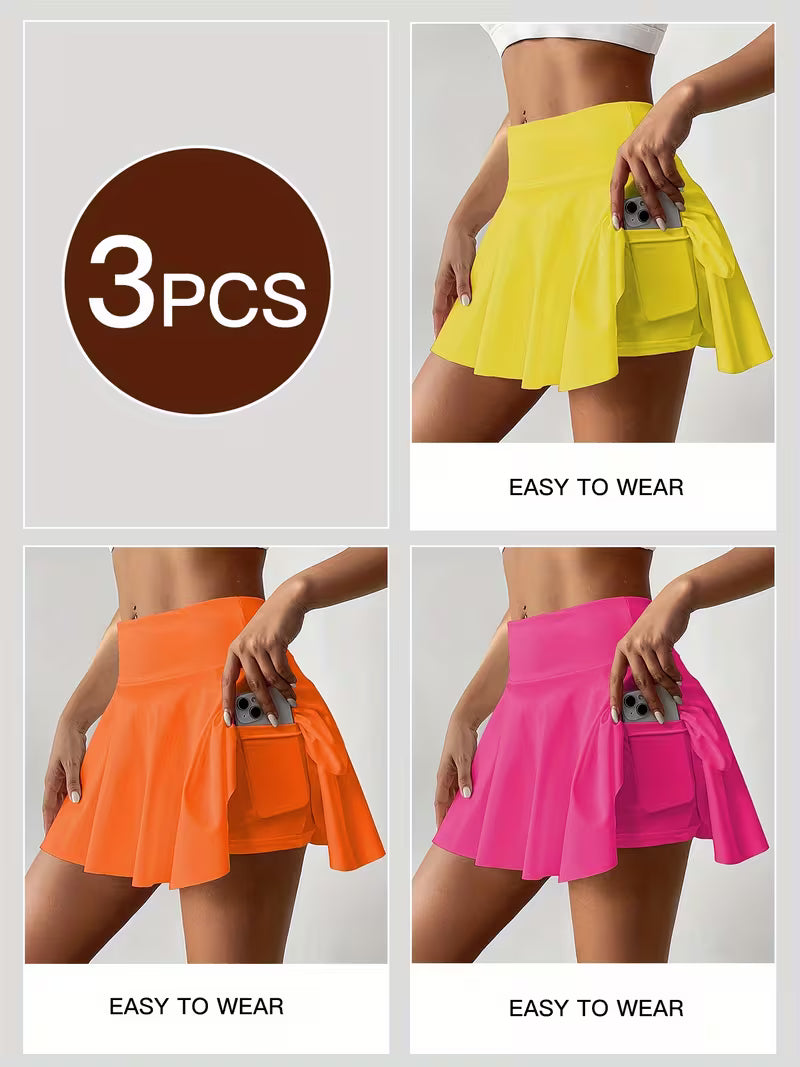 Apparel - Skirts, Casual Sports Tennis Skirts with Shorts And Pockets