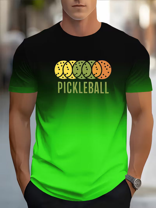 Apparels- Pickleball Jersey Shirt, Blue Shirt with Paddle & Ball Floating Icons