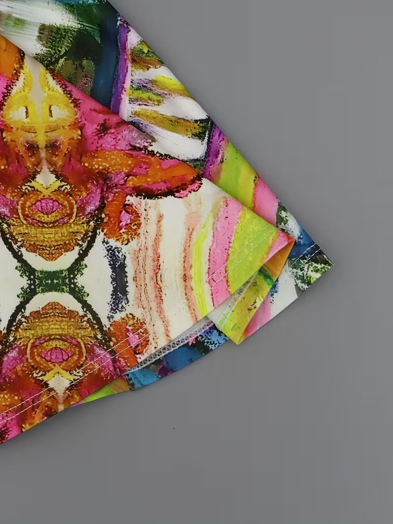 Apparel - Skirts, Color Block Geometric Print 2-in-1