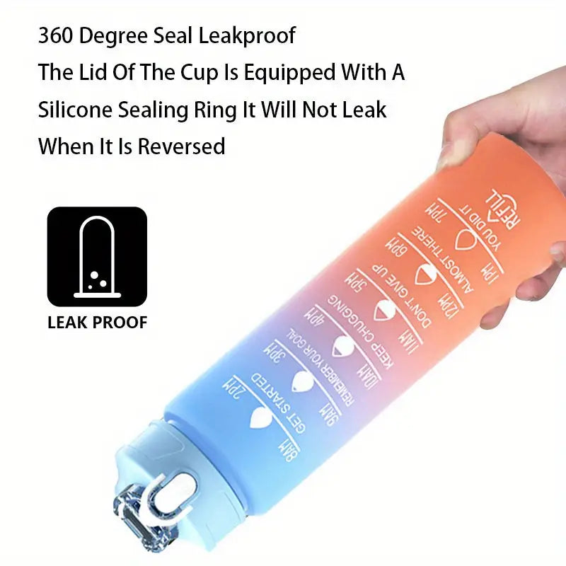 750ml Motivational Time-Marked Water Bottle – Leak-Proof, BPA-Free, with Straw Lid & Carry Strap