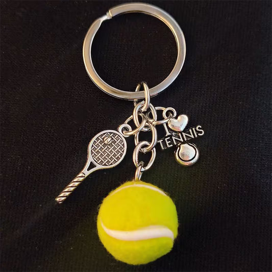 Swag - Keychain, Miniature Tennis Racket & Ball Charms