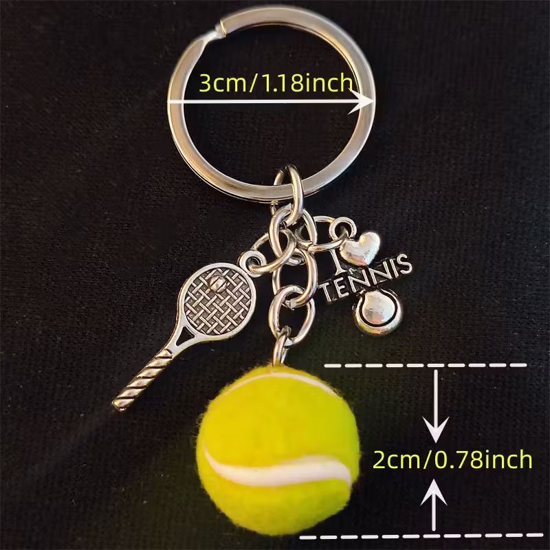 Swag - Keychain, Miniature Tennis Racket & Ball Charms