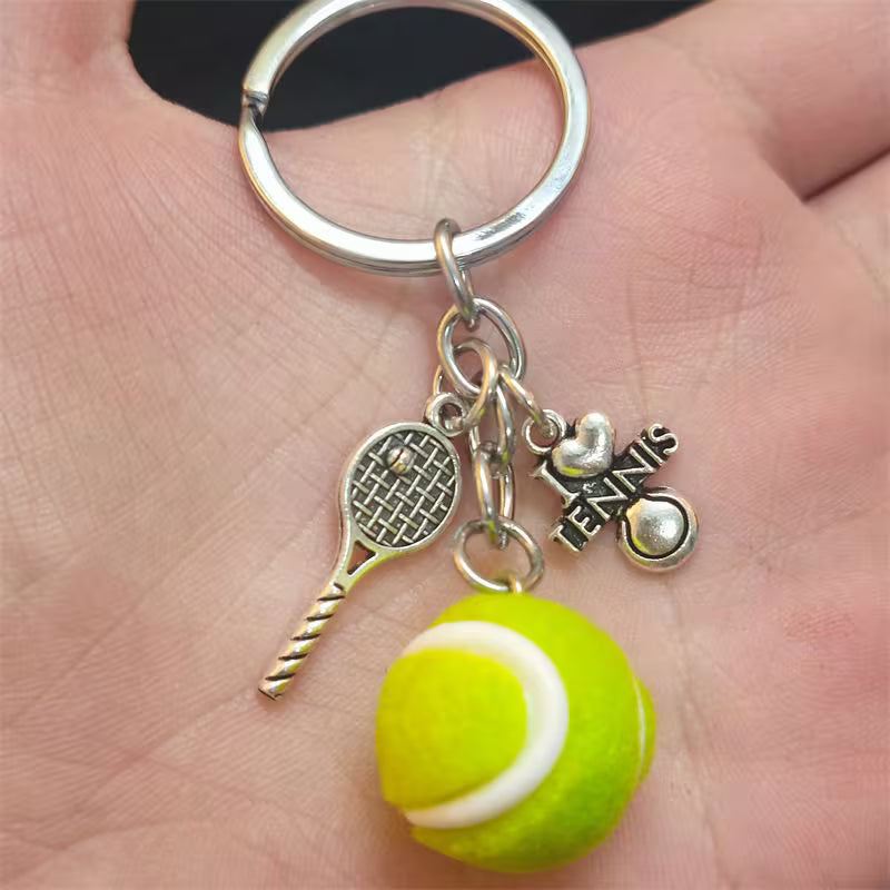 Swag - Keychain, Miniature Tennis Racket & Ball Charms