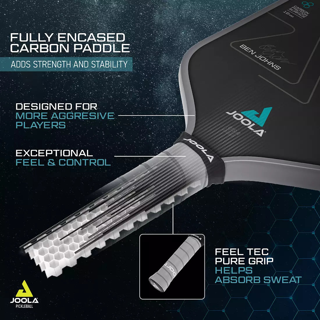 JOOLA Ben Johns Perseus CFS 16mm Pickleball Paddle