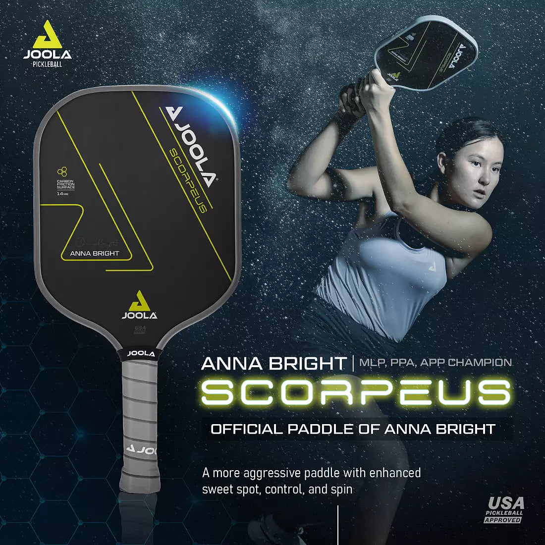 JOOLA Anna Bright Scorpeus CFS 14mm Pickleball Paddle