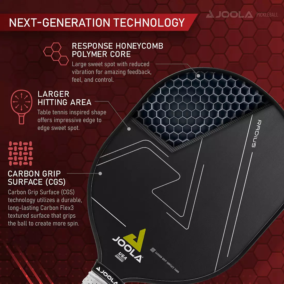 JOOLA Radius CGS 14mm Pickleball Paddle