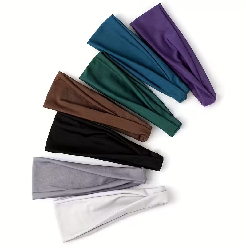 Sweat-Polyester Solid Color Cross Elastic Sports Headbands for Women