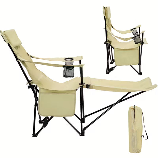 Chairs - 2-in-1 Reclining Camping Chair with Footrest and Cup Holders