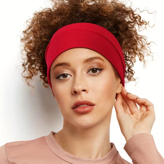 Sweat-Polyester Solid Color Cross Elastic Sports Headbands for Women