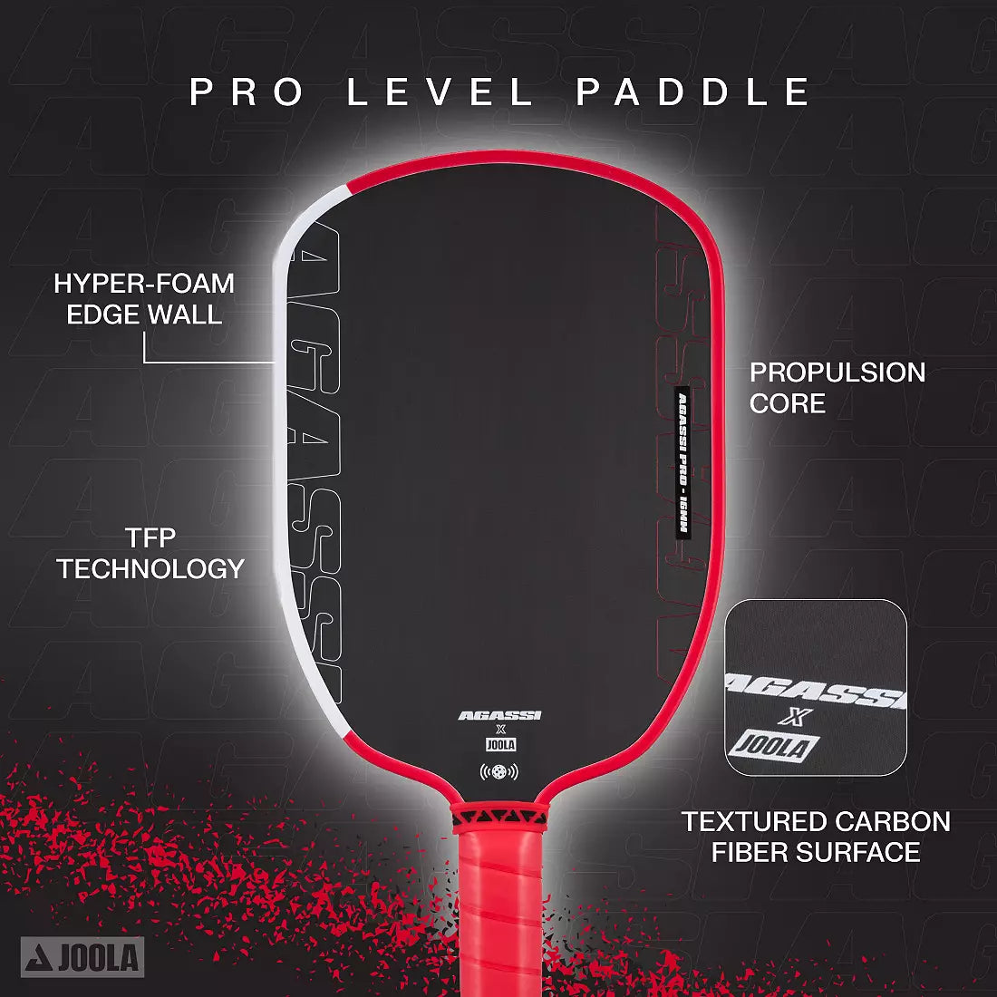 JOOLA Andre Agassi Pro 16mm Pickleball Paddle