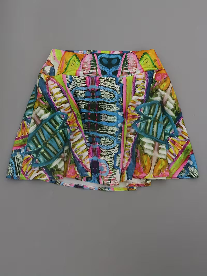 Apparel - Skirts, Color Block Geometric Print 2-in-1