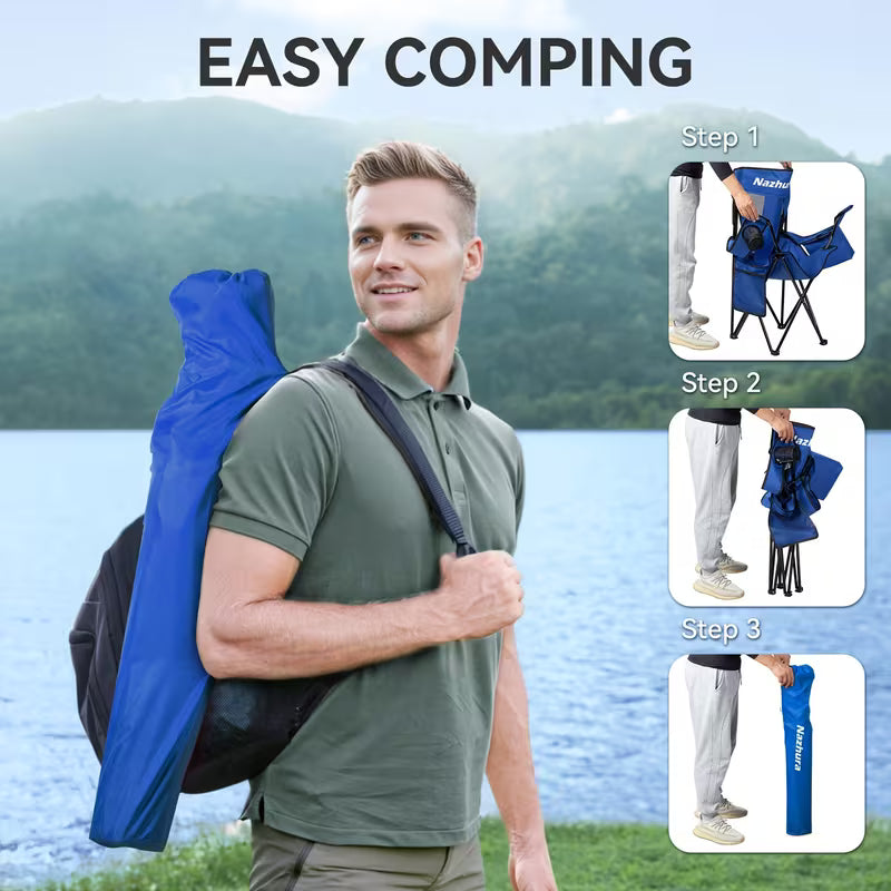 Chairs - Outdoor Folding Chairs with Cup & 2 Storage Holders