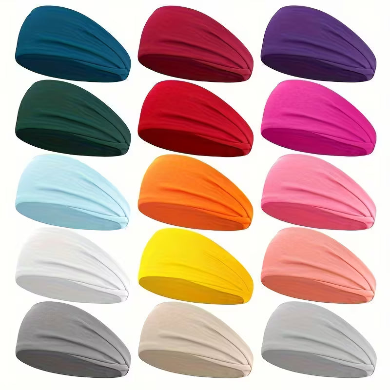 Sweat-Polyester Solid Color Cross Elastic Sports Headbands for Women