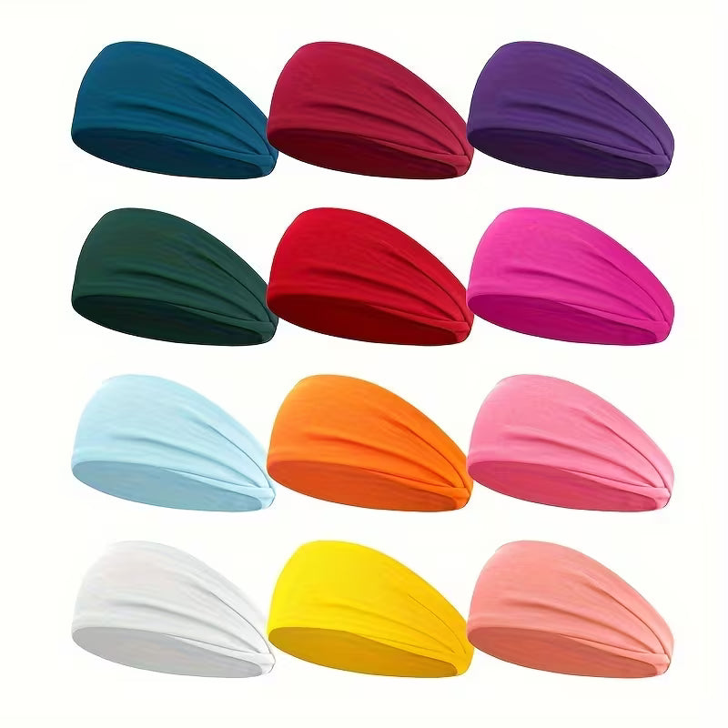 Sweat-Polyester Solid Color Cross Elastic Sports Headbands for Women
