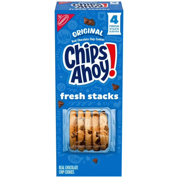 Snack-CHIPS AHOY! Fresh Stacks Chocolate Chip Cookies, Travel Snacks, 7.76 oz (4 Multi Snack Packs)