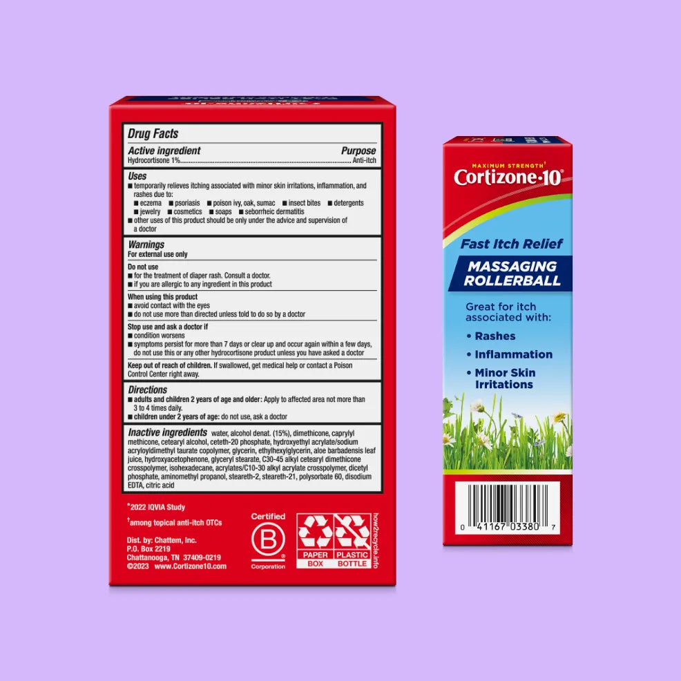 FirstAid-Cortizone-10® Maximum Strength 1% Hydrocortisone  ITCH RELIEF MASSAGING ROLLERBALL