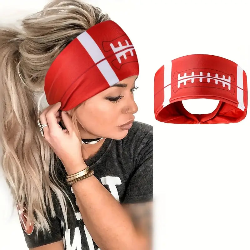 Non Slip Wide Brimmed Sport Ball Printed Head Band