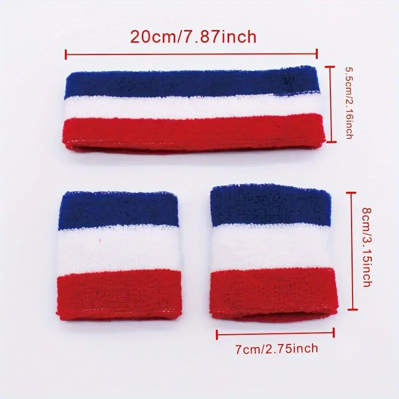 3pcs Patriotic Sports Headband & Wristband Set