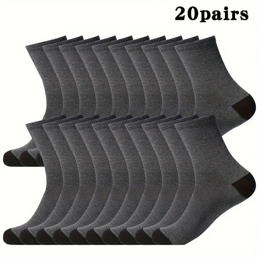 20 Pairs Men's Black Crew Socks
