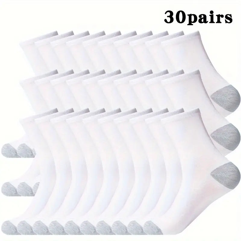 20 Pairs Men's Black Crew Socks