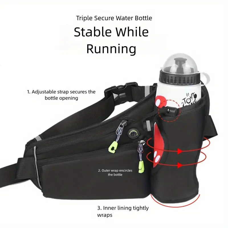Reflective Waist Pack with Water Bottle Holder