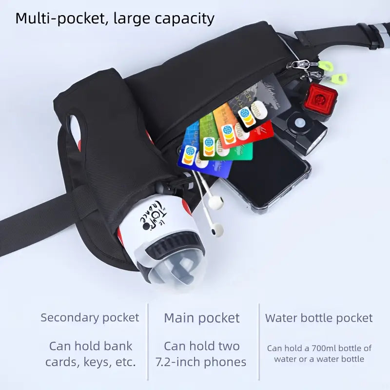 Reflective Waist Pack with Water Bottle Holder