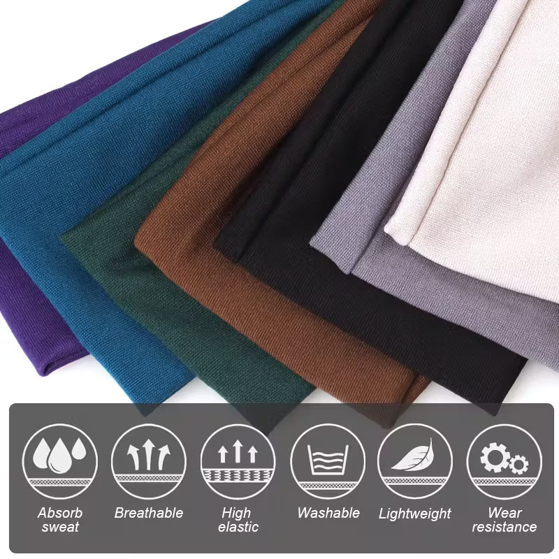 Sweat-Polyester Solid Color Cross Elastic Sports Headbands for Women