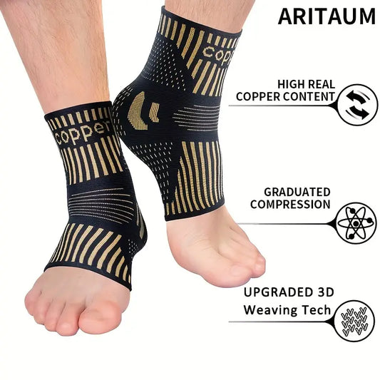 1 Pair Copper Infused Compression Ankle Sleeves