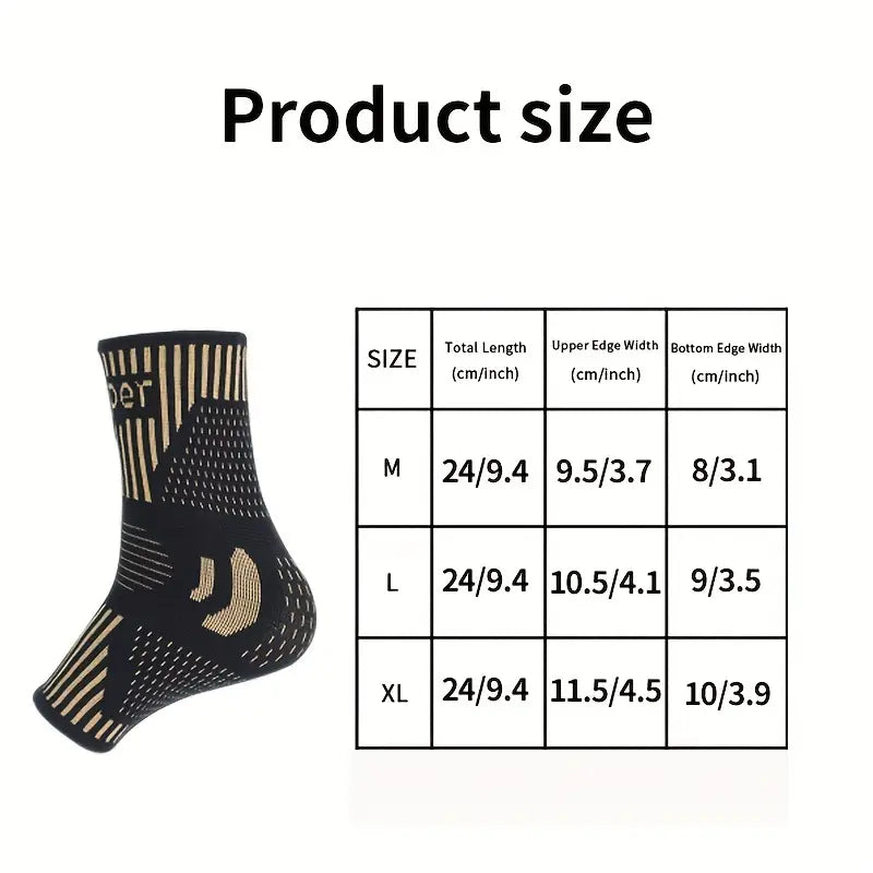 1 Pair Copper Infused Compression Ankle Sleeves