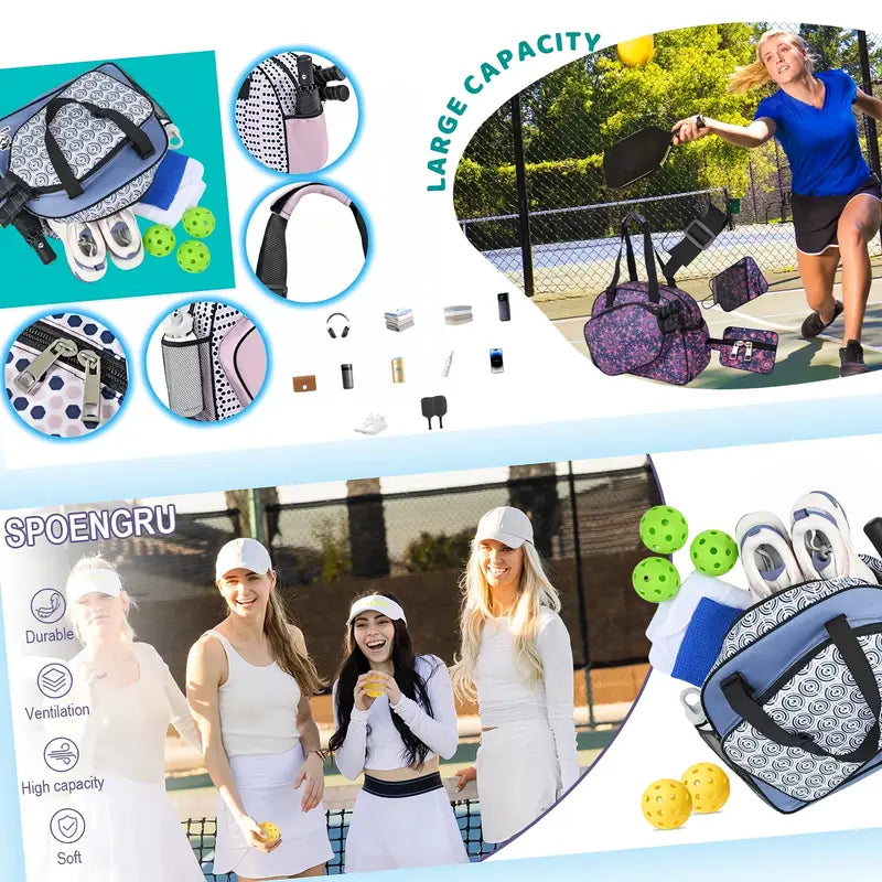 Versatile Pickleball & Tennis Sports Bag – Lightweight Multi-Compartment Backpack/Duffle for Paddles, Shoes & Gear