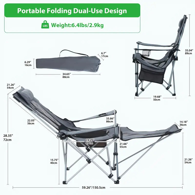 Reclining Camping Chair - adjustable seat back angle