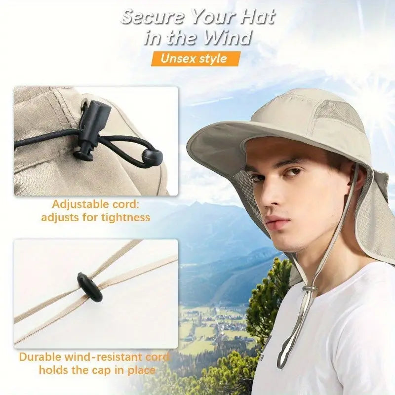 Wide-Brim Hat with Neck Flap