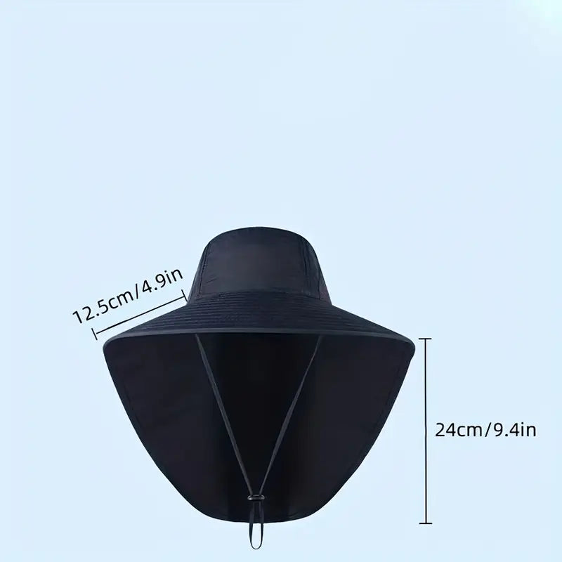 Wide-Brim Hat with Neck Flap