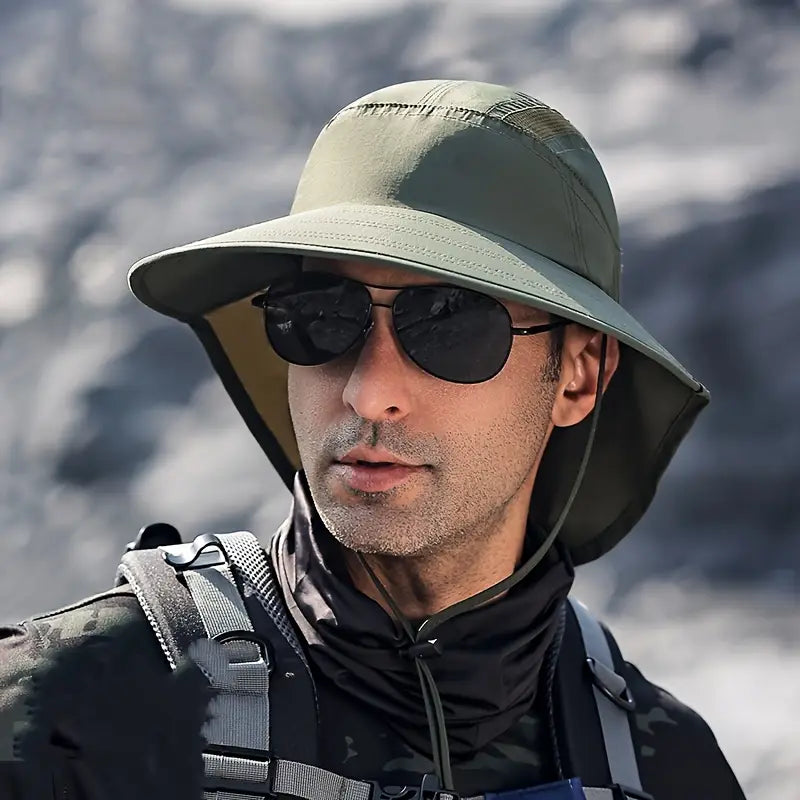 Wide-Brim Hat with Neck Flap