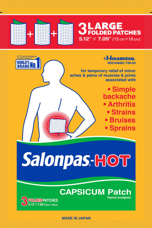 FirstAid-Salonpas® HOT Large, unscented pain relief patch with stimulating capsaicin