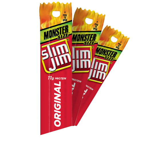 Snack-Slim Jim Monster Size Original Meat Stick, 11g Protein Per Serving, 1.94 oz.