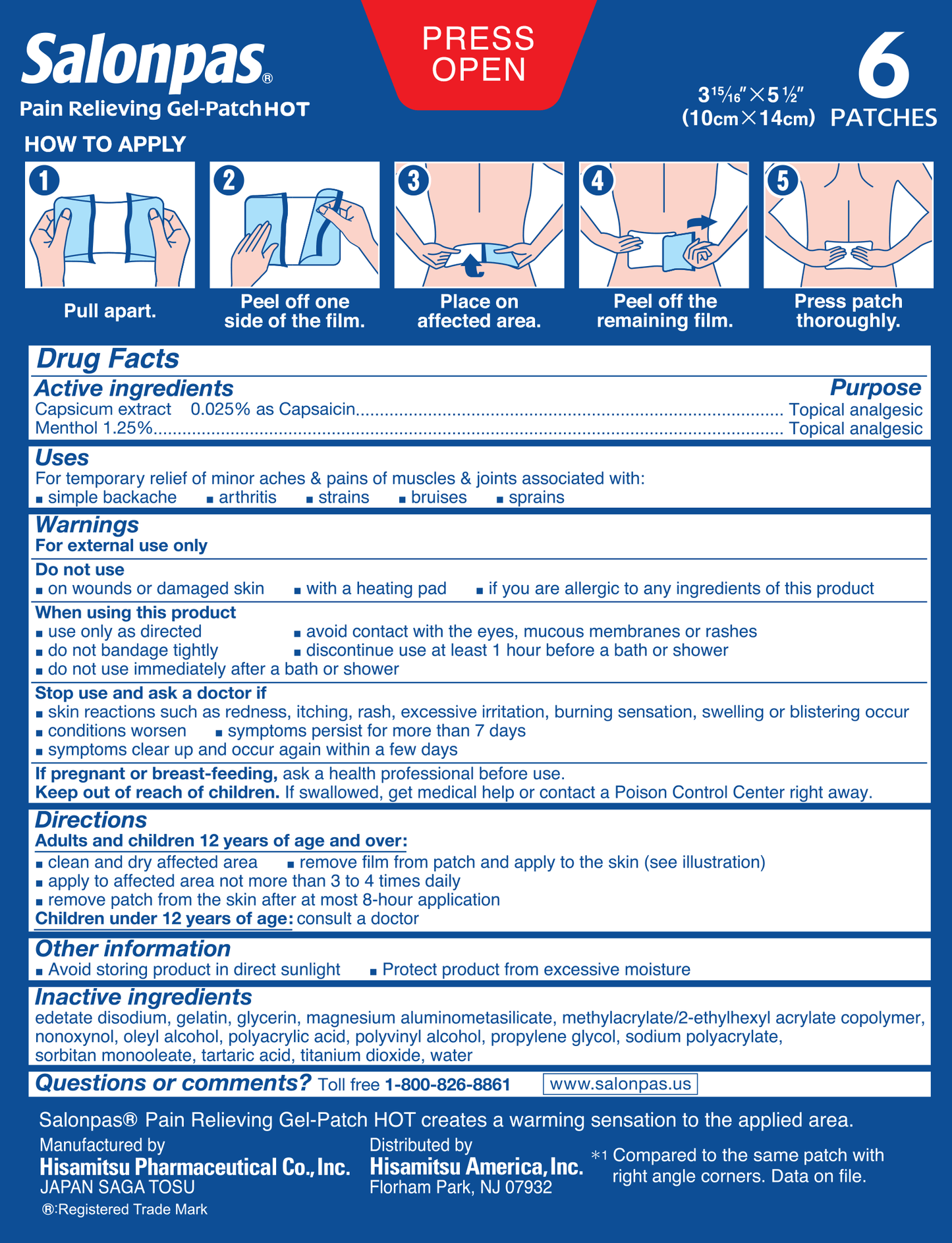 FirstAid-SALONPAS® Pain Relieving Gel-Patch HOT