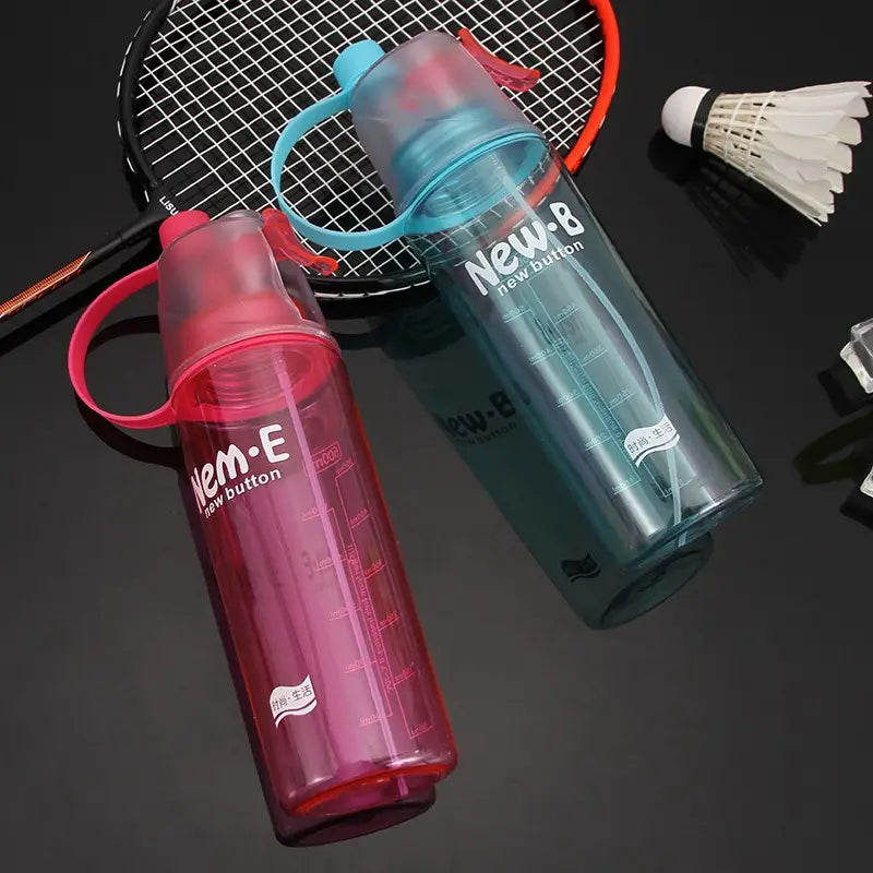 Creative Spray Water Bottle – 600ml Portable Atomizing Sports Bottle for Gym, Outdoor, Cycling & Fitness