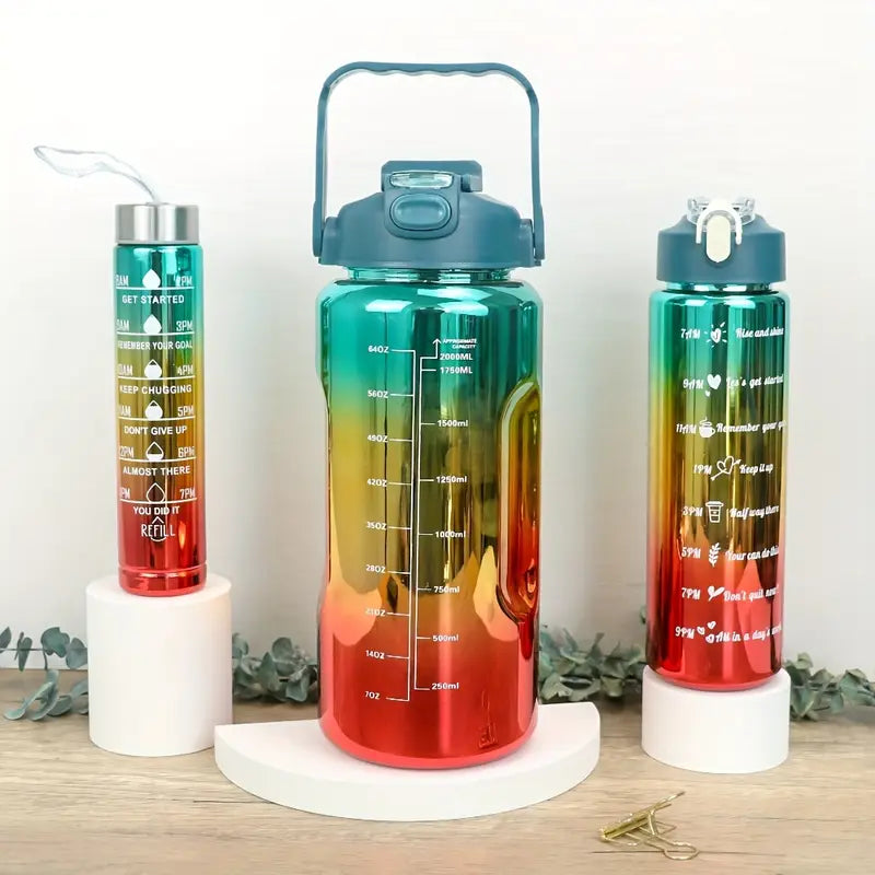 Gradient Motivational Water Bottle Collection – 20oz, 25oz, 64oz | Leak-Proof, BPA-Free, Dual Drinking Lids